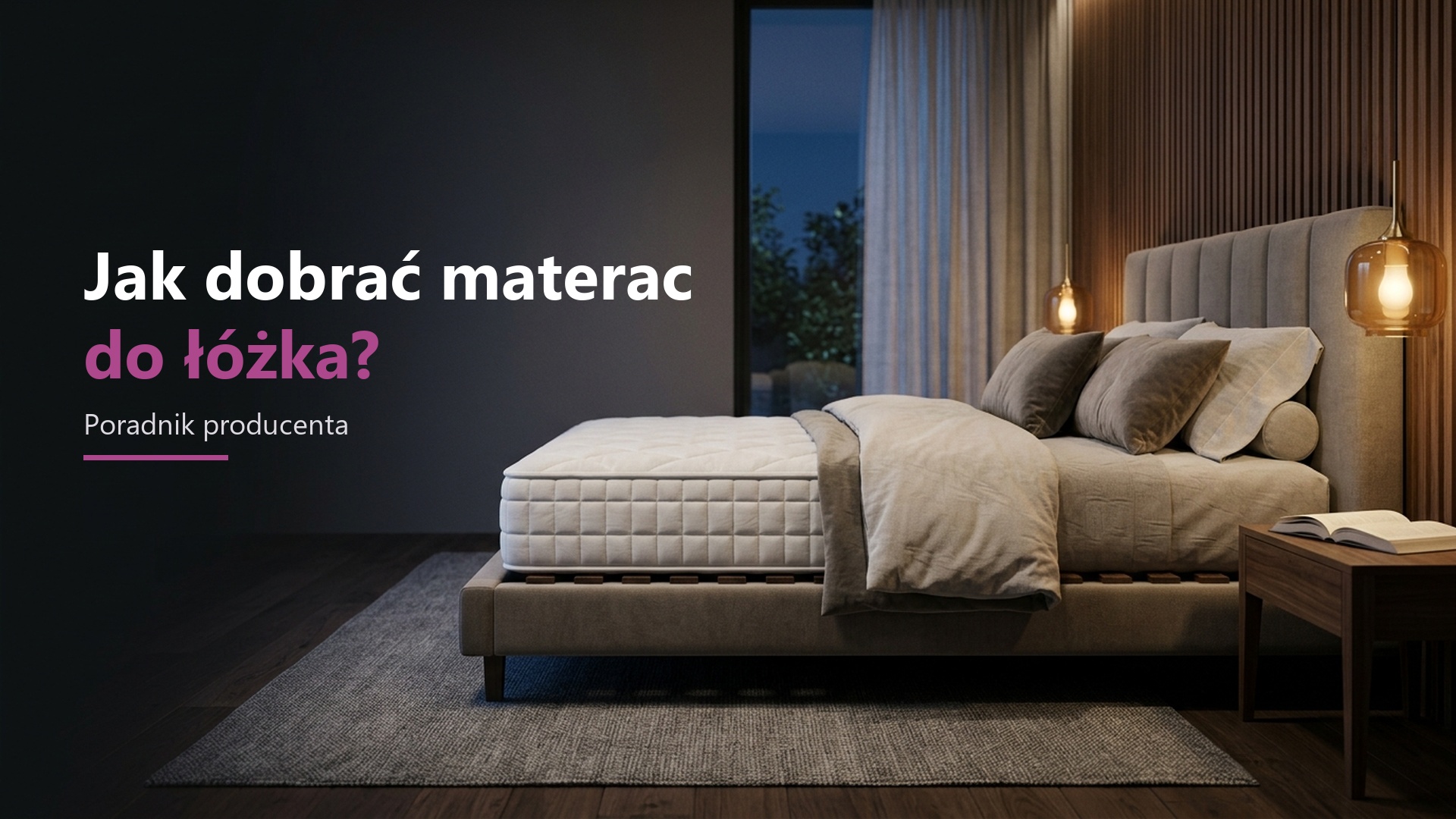 Materac na łóżku tapicerowanym z miarką krawiecką — dobór materaca do wymiaru łóżka